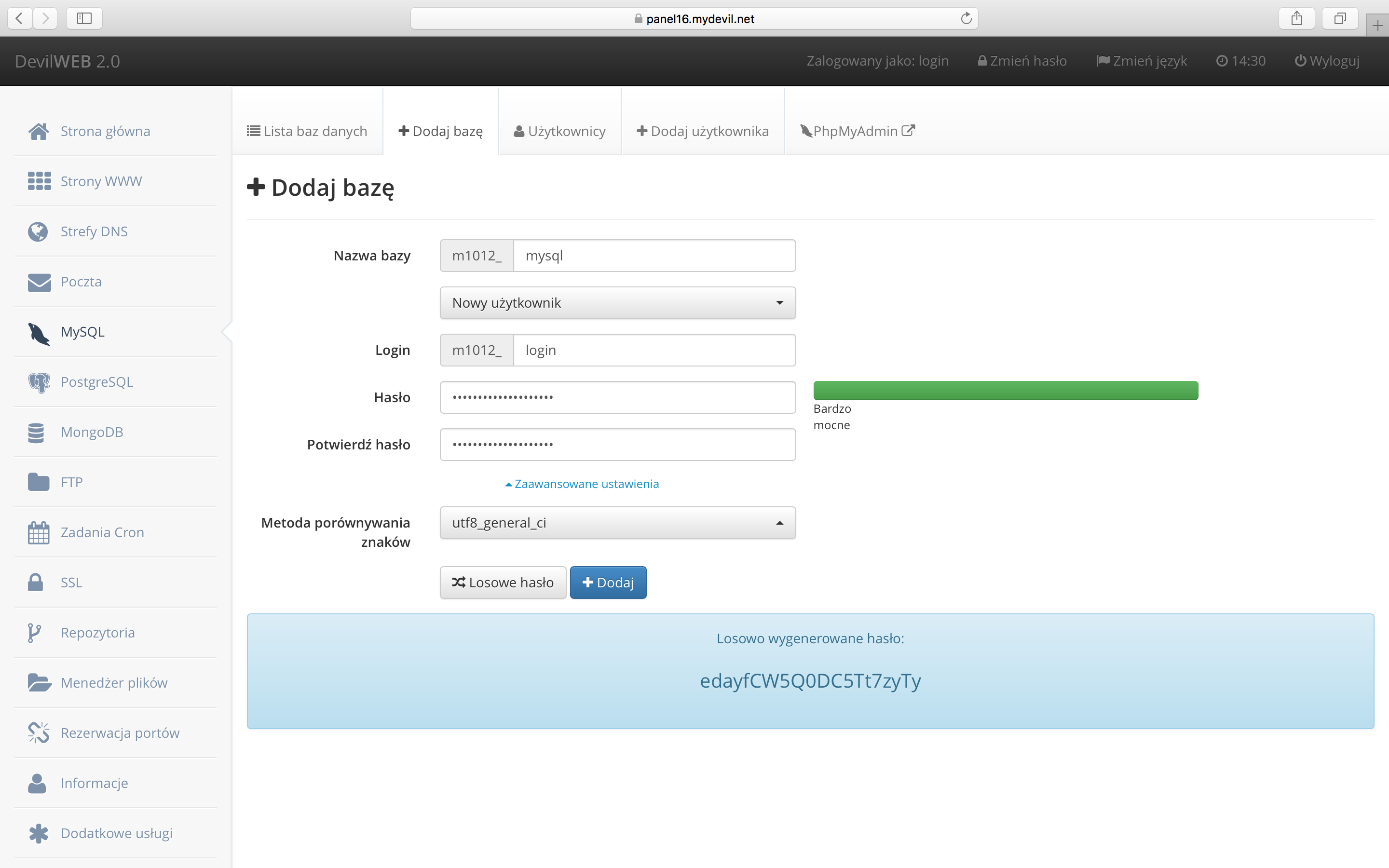 Bazy MySQL - dodaj baze